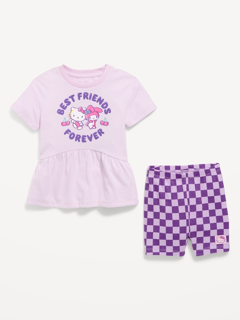 Hello Kitty® Short-Sleeve Graphic T-Shirt and Biker Shorts Set for Toddler Girls