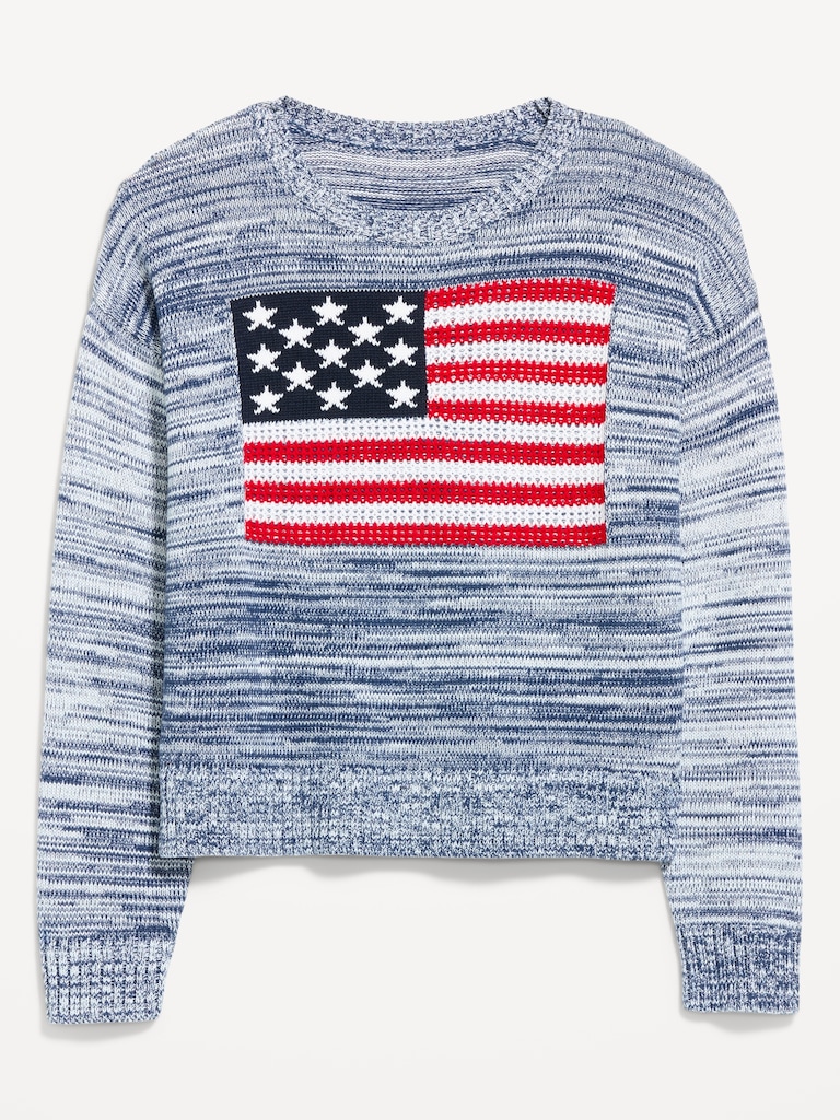 Seaside Cotton Long-Sleeve Flag Sweater