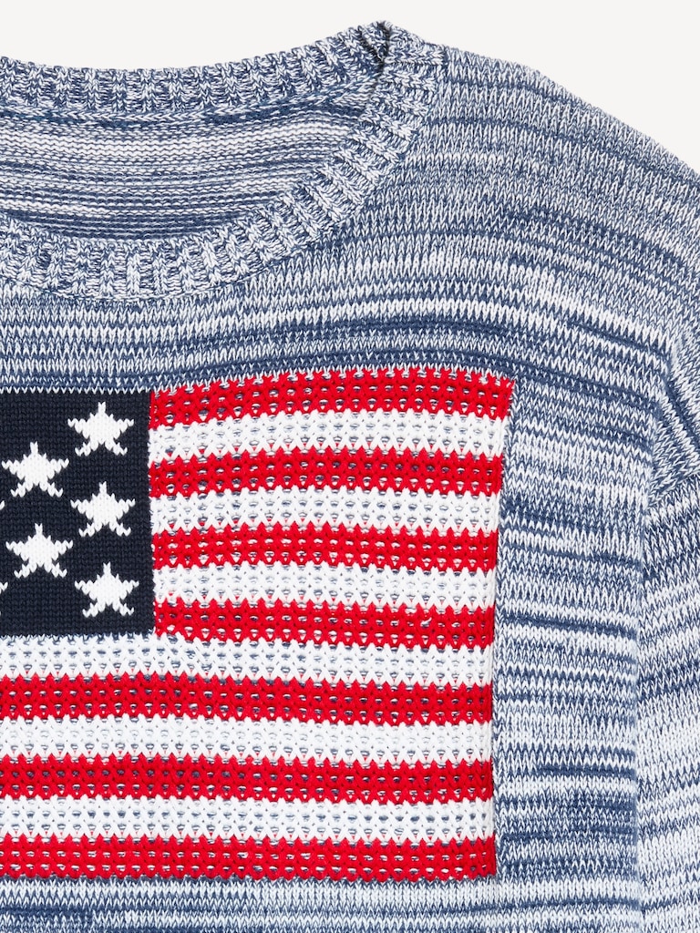 Seaside Cotton Long-Sleeve Flag Sweater