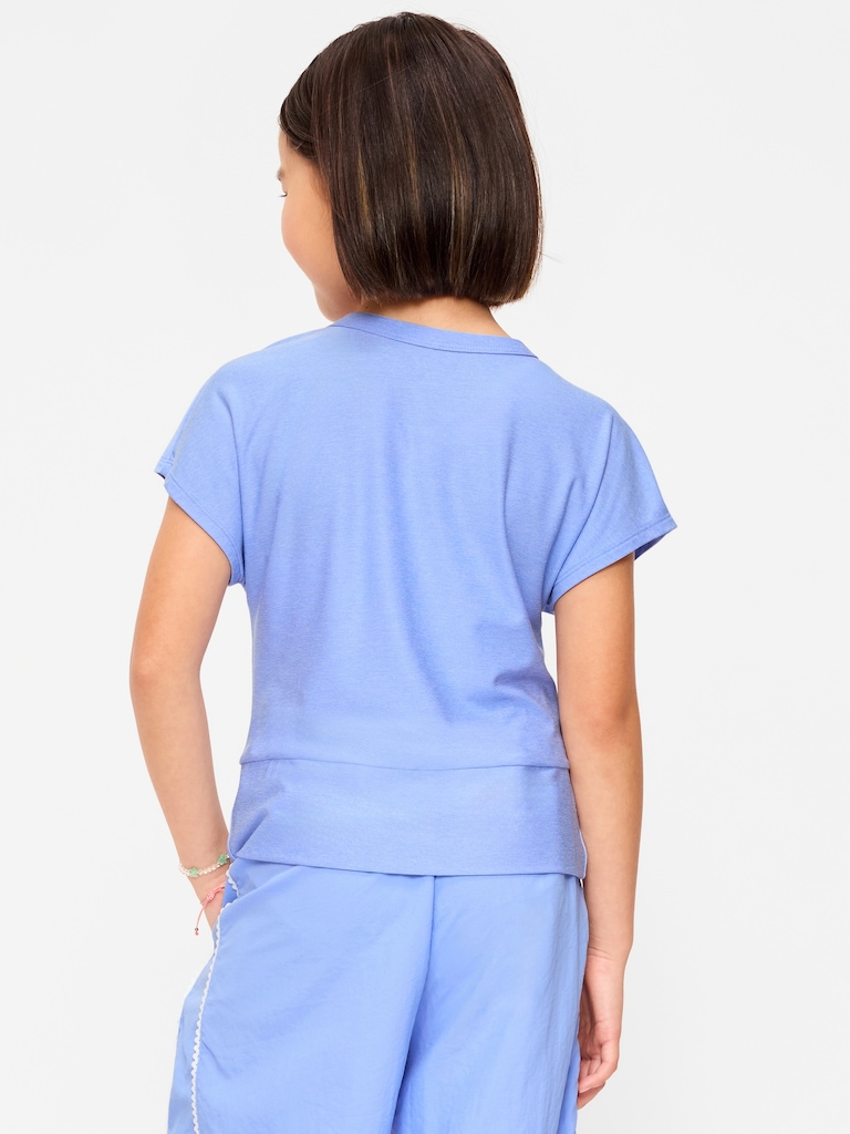 CloudMotion Short-Sleeve Front-Knot T-Shirt for Girls