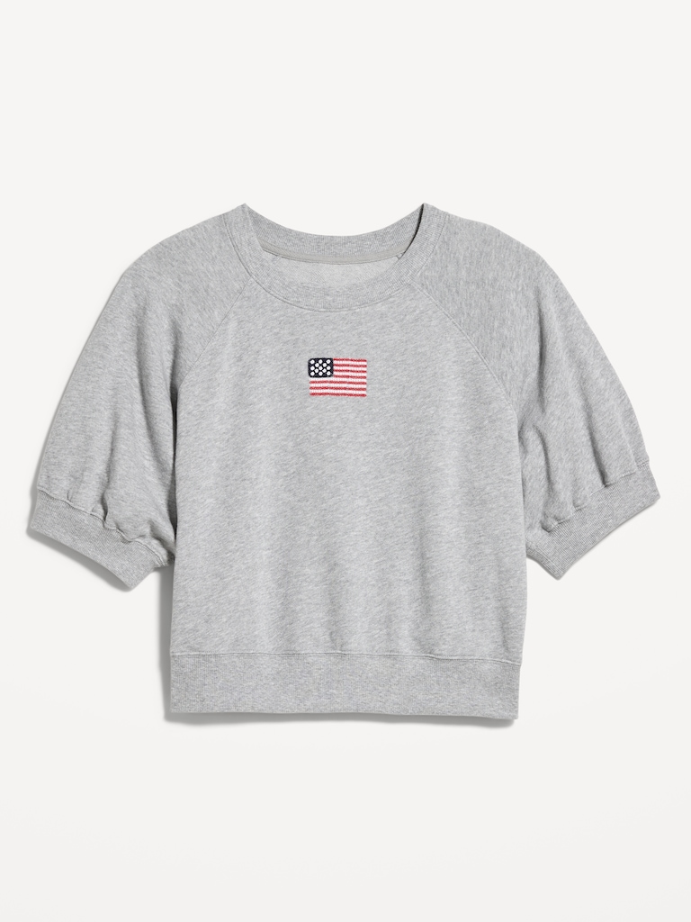 Short-Sleeve Cropped Raglan Sweatshirt