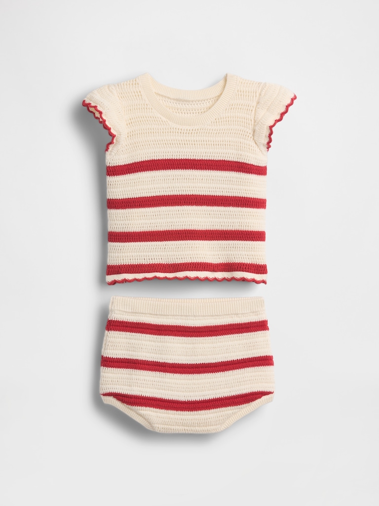 Baby Crochet Stripe Outfit Set