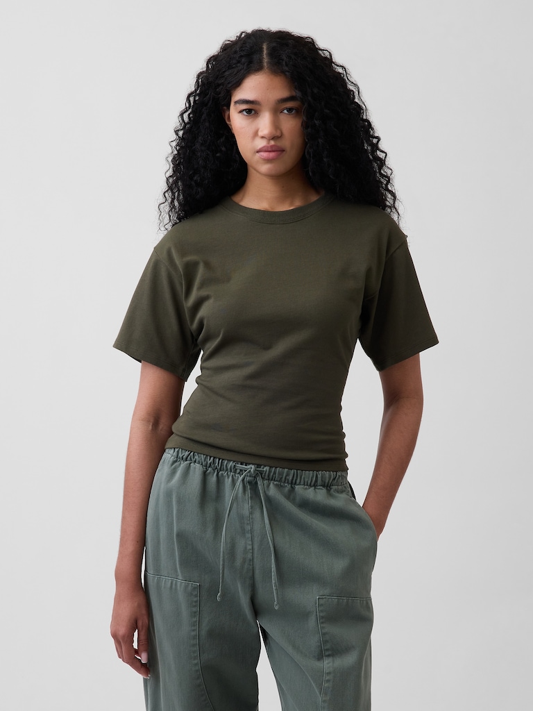 Knit Fitted-Waist T-Shirt