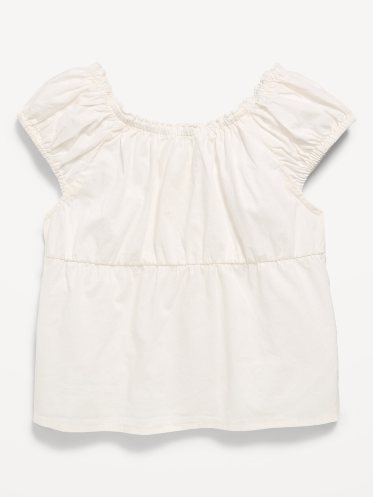 Fitted Button-Front Poplin Top for Girls