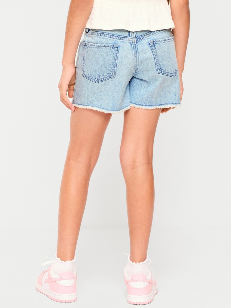 High-Waisted Printed Frayed-Hem Jean Shorts for Girls