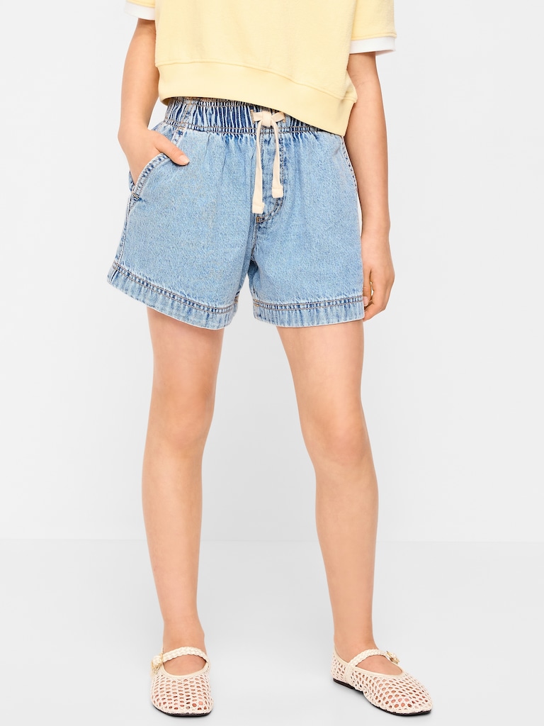 High-Waisted Pull-On Jean Shorts for Girls