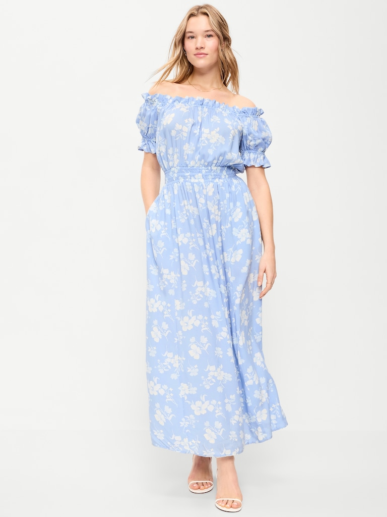 Off-The-Shoulder Boho Maxi Dress