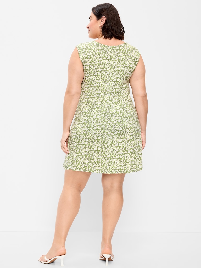 Short-Sleeve Scoop-Neck Mini Dress