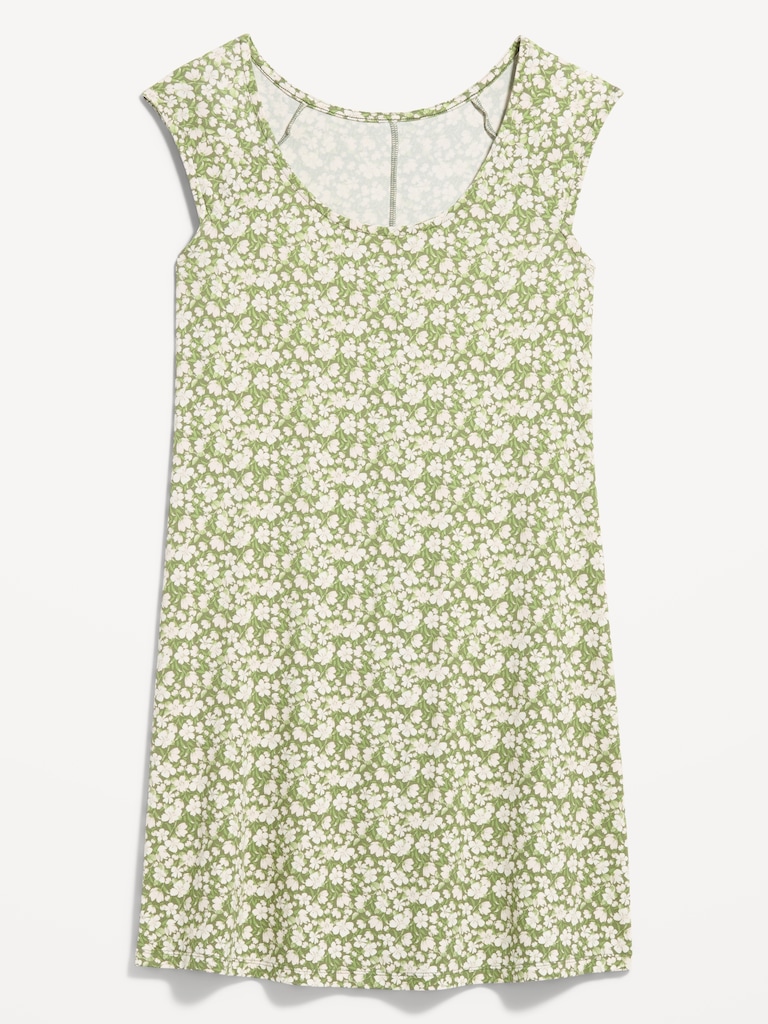 Short-Sleeve Scoop-Neck Mini Dress