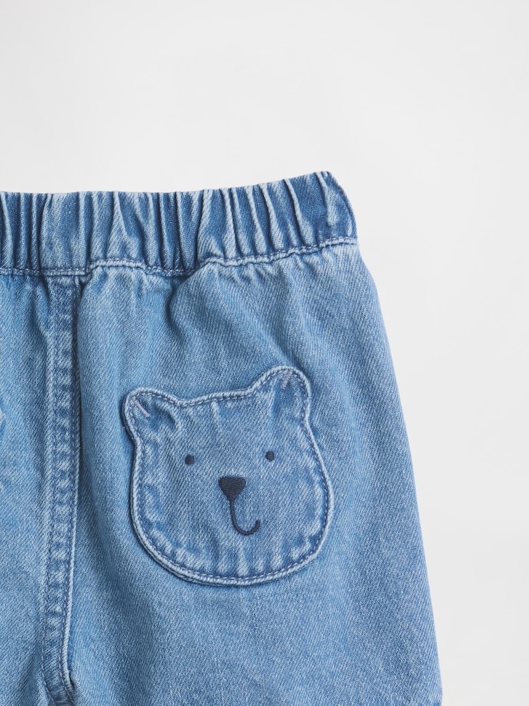 Baby Bear Pocket Pull-On Denim Shorts