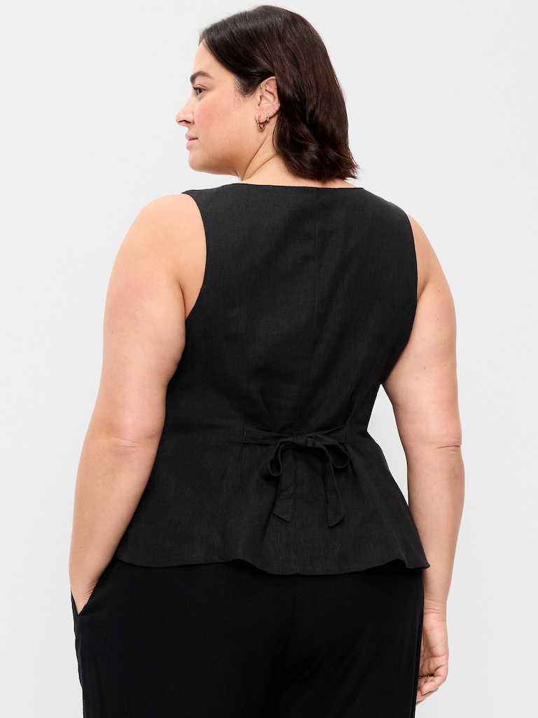 Haut boutonné en mélange de lin