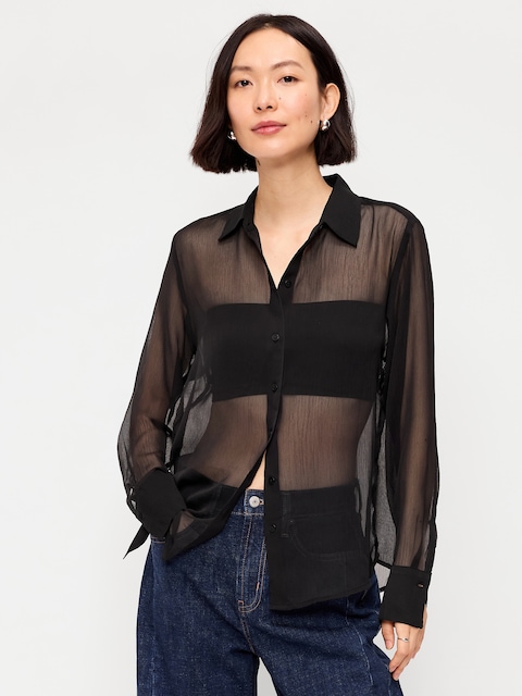 Women's Black Button-Down Shirts | Old Navy Women's Black Button-Down Shirts | Old Navy