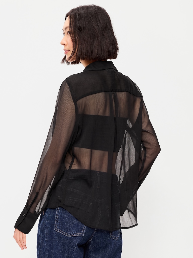 Chiffon Button-Down Shirt