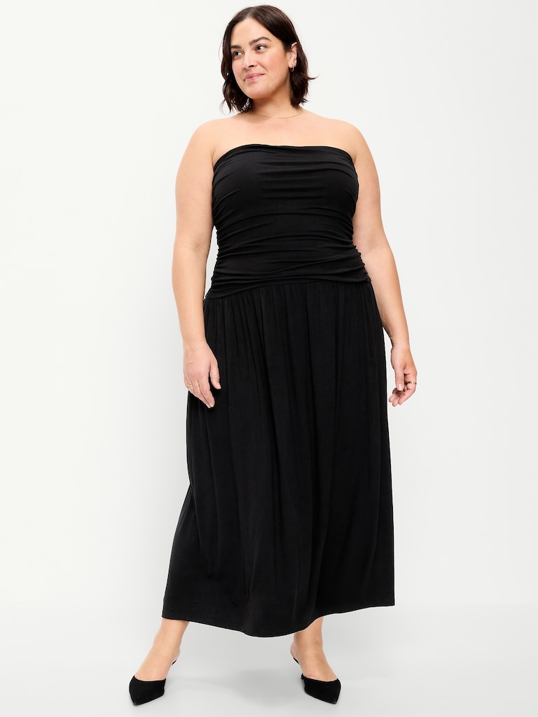 Fit & Flare Drop-Waist Maxi Tube Dress