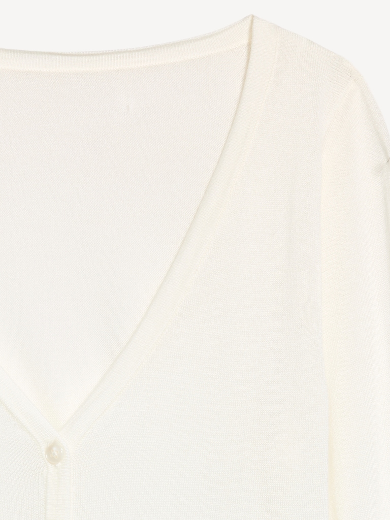 V-Neck Long-Sleeve Sheer Cropped Cardigan