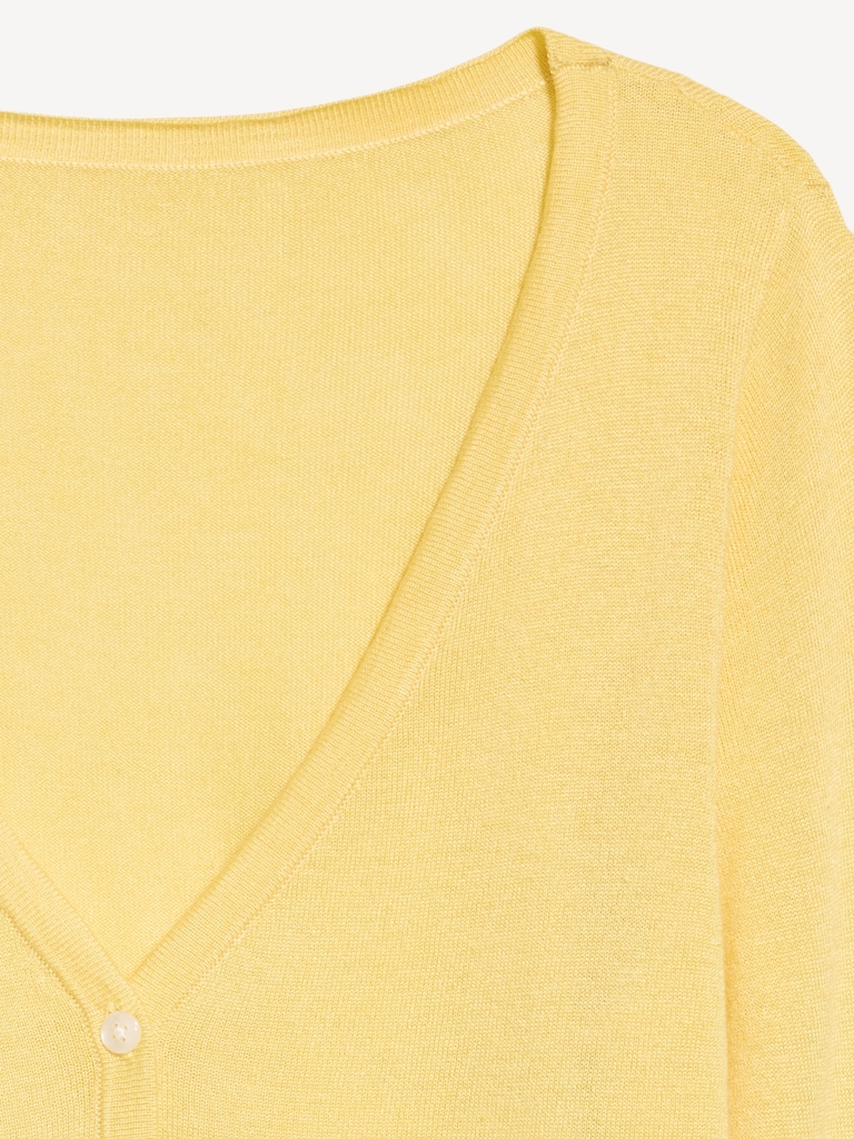 V-Neck Long-Sleeve Sheer Cropped Cardigan