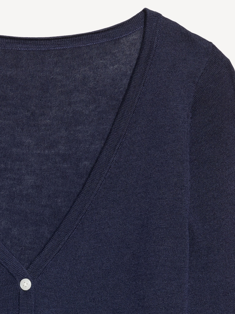 V-Neck Long-Sleeve Sheer Cropped Cardigan