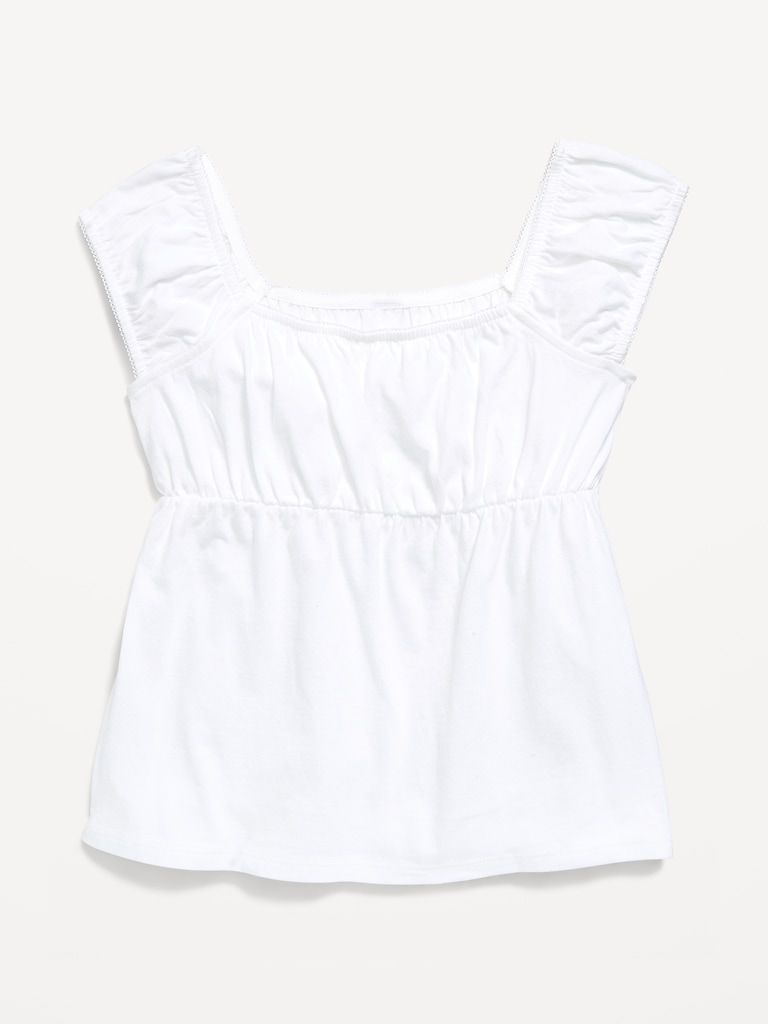 Printed Short-Sleeve Scallop-Trim Top for Girls