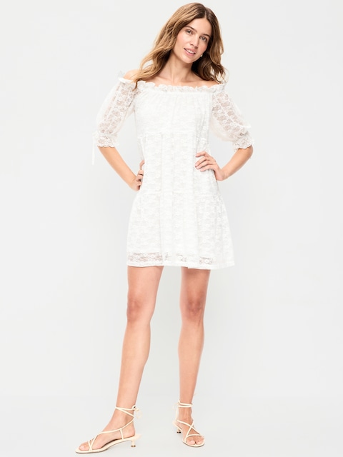 white graduation dress old navy White Tiered Eyelet Midi Graduation Dress with Buttons White / XSmall main image 1