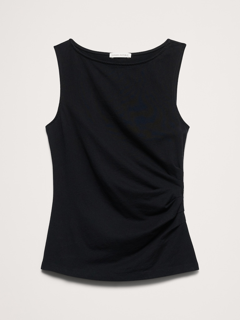 Vintage Cotton Ruched-Side Tank