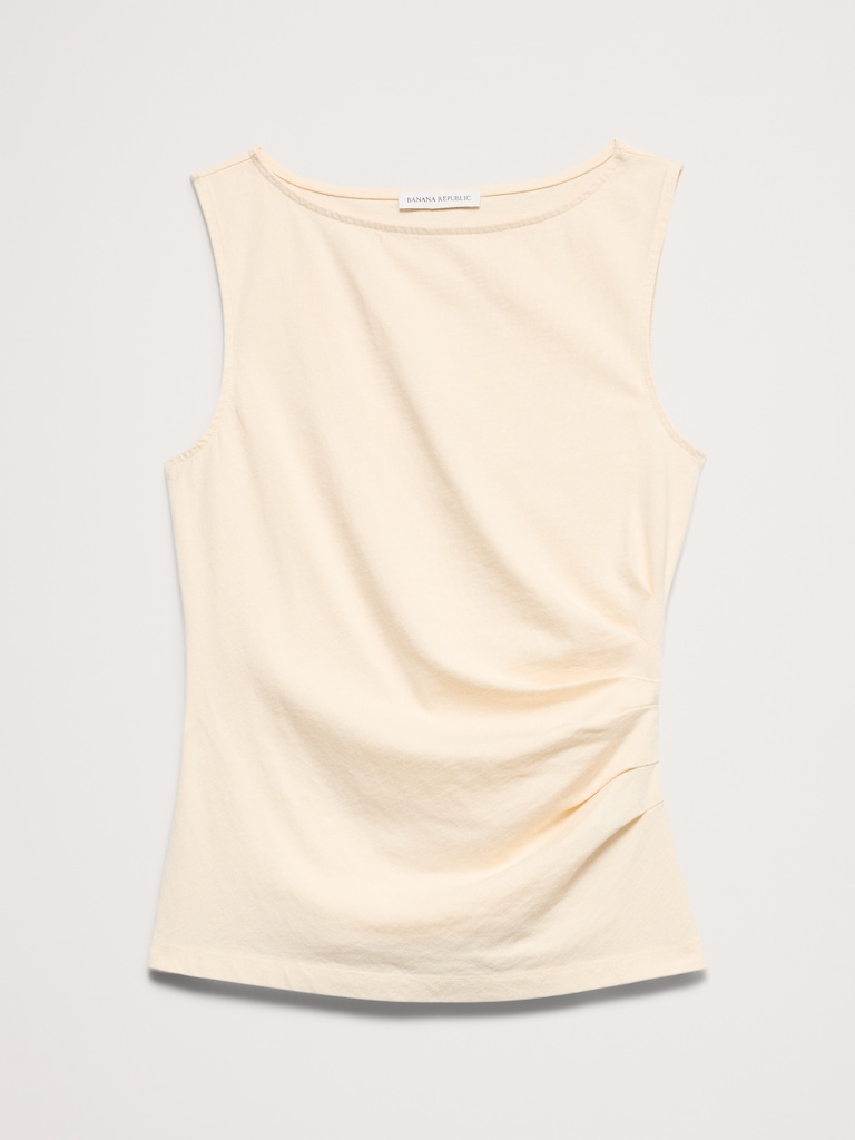 Vintage Cotton Ruched-Side Tank