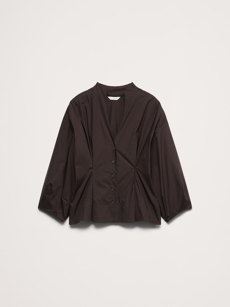 Cotton Poplin Cinched-Waist Shirt