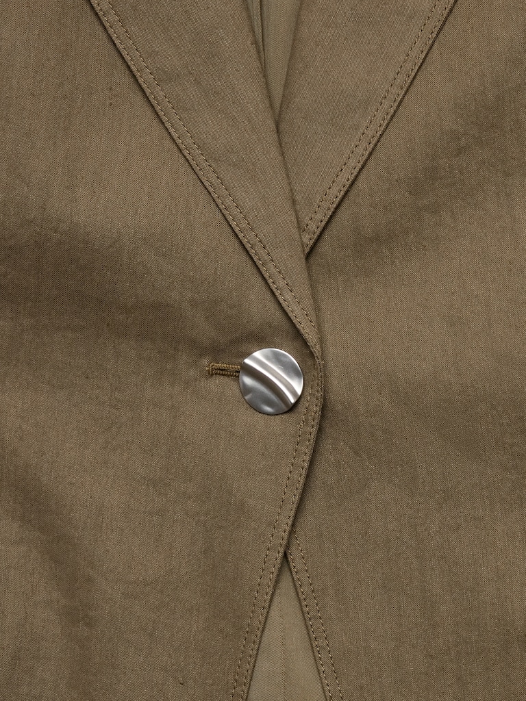 Stretch Linen-Viscose Long Blazer