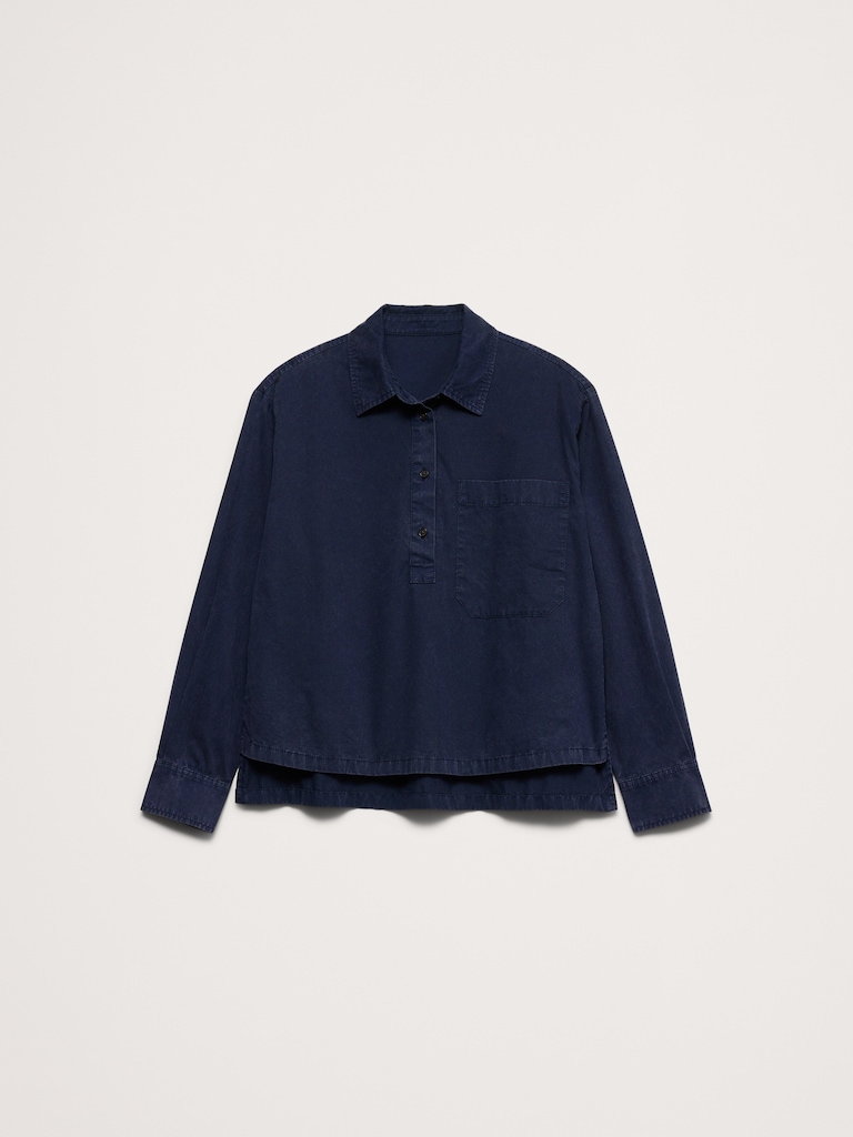 Oversized Cotton Twill Popover Shirt