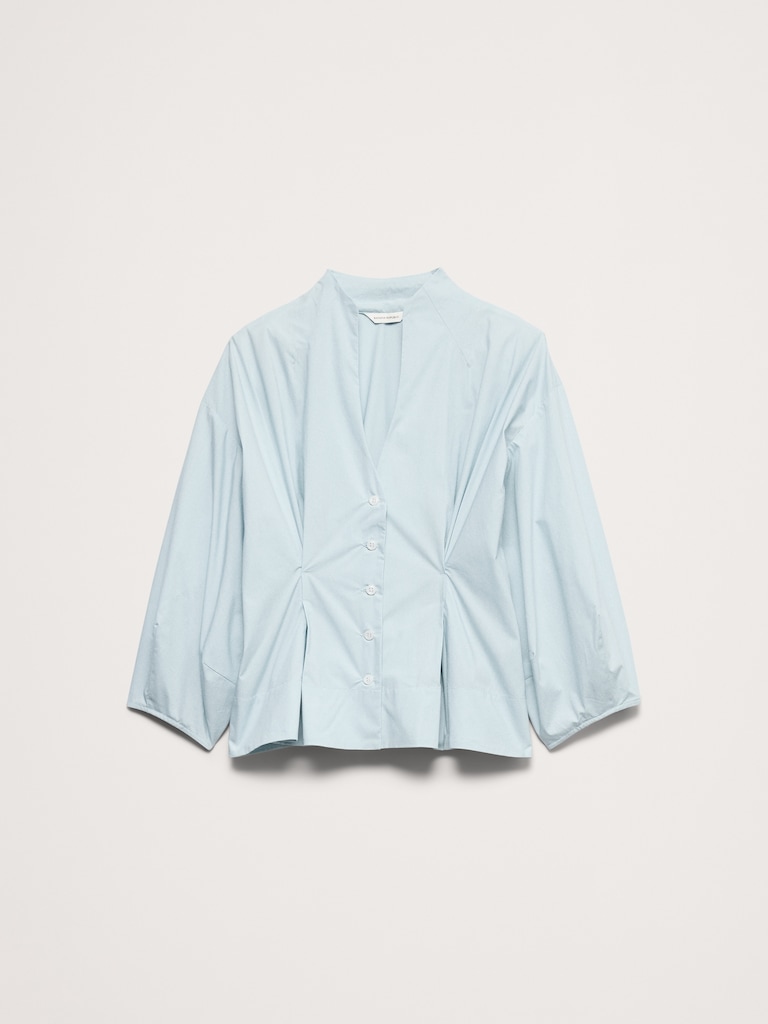 Cotton Poplin Cinched-Waist Shirt
