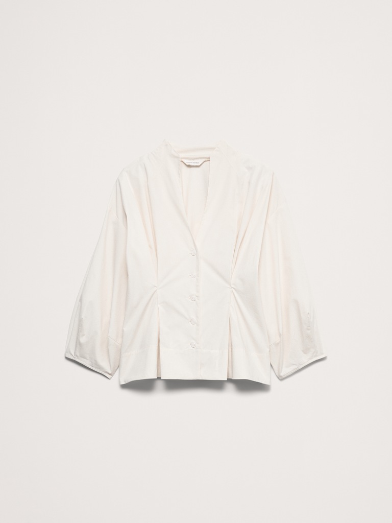 Cotton Poplin Cinched-Waist Shirt