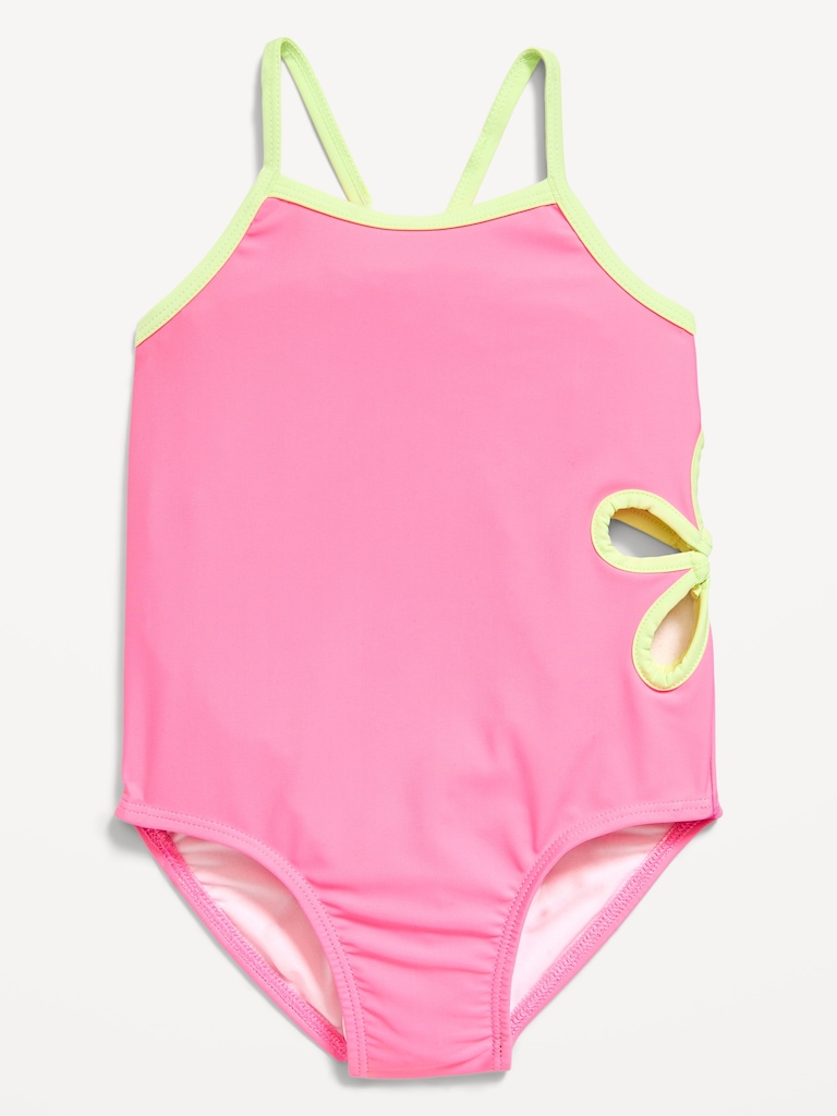 Side Cutout One-Piece Swimsuit for Toddler Girls