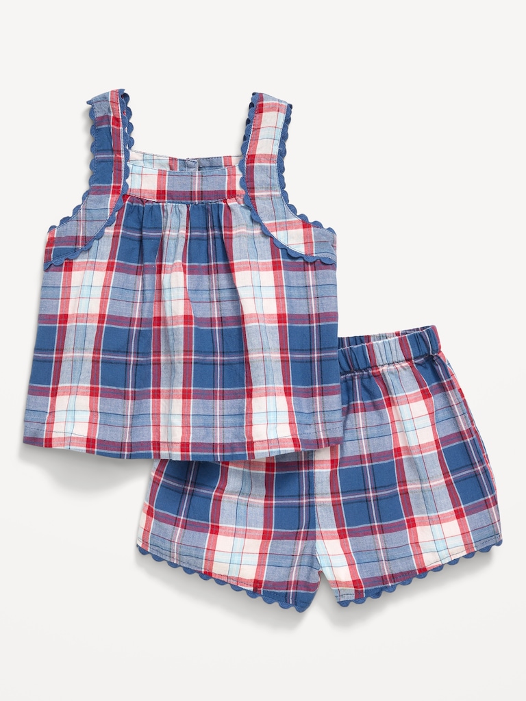 Sleeveless Plaid Top and Shorts Set for Baby