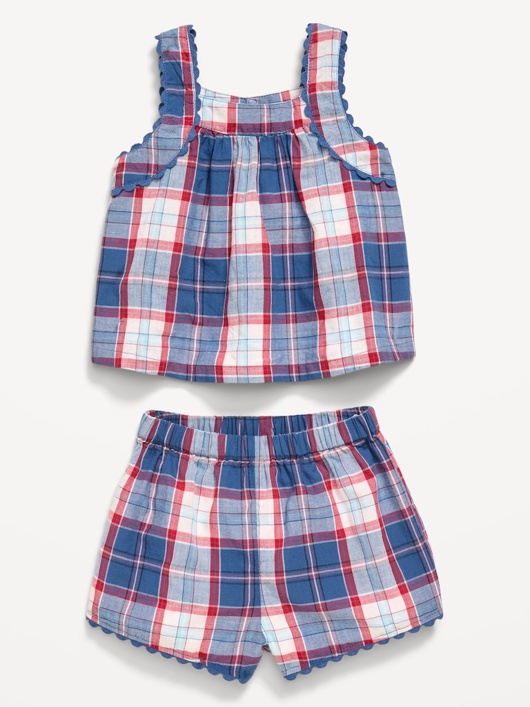 Sleeveless Plaid Top and Shorts Set for Baby