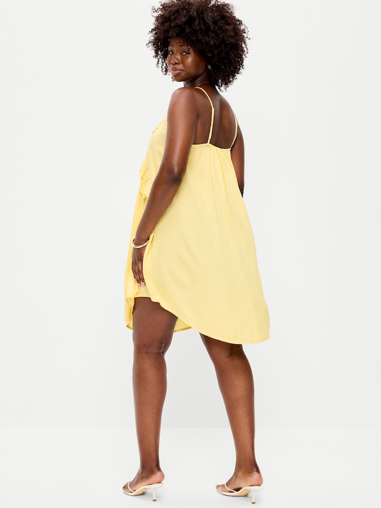 Ruffle-Trim Asymmetrical Mini Dress