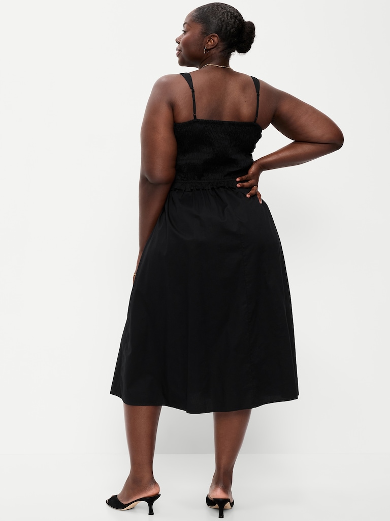 Fit & Flare Smocked-Bodice Midi Dress