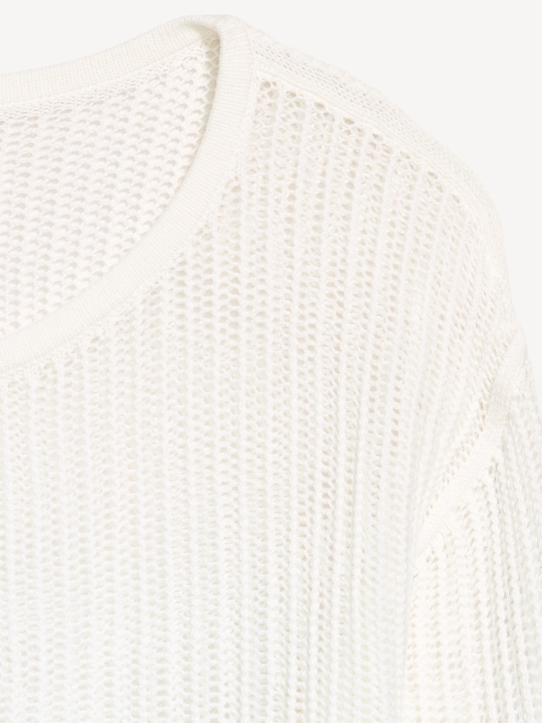 Open-Stitch Cropped Sweater