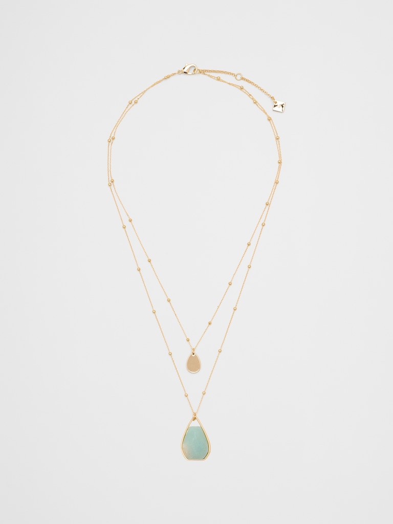 Teardrop Faceted Stone Pendant Delicate Necklace