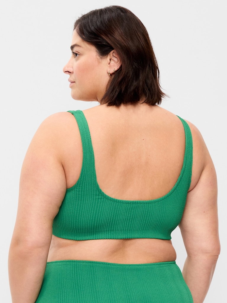 Ribbed Scoop-Neck Swim Top