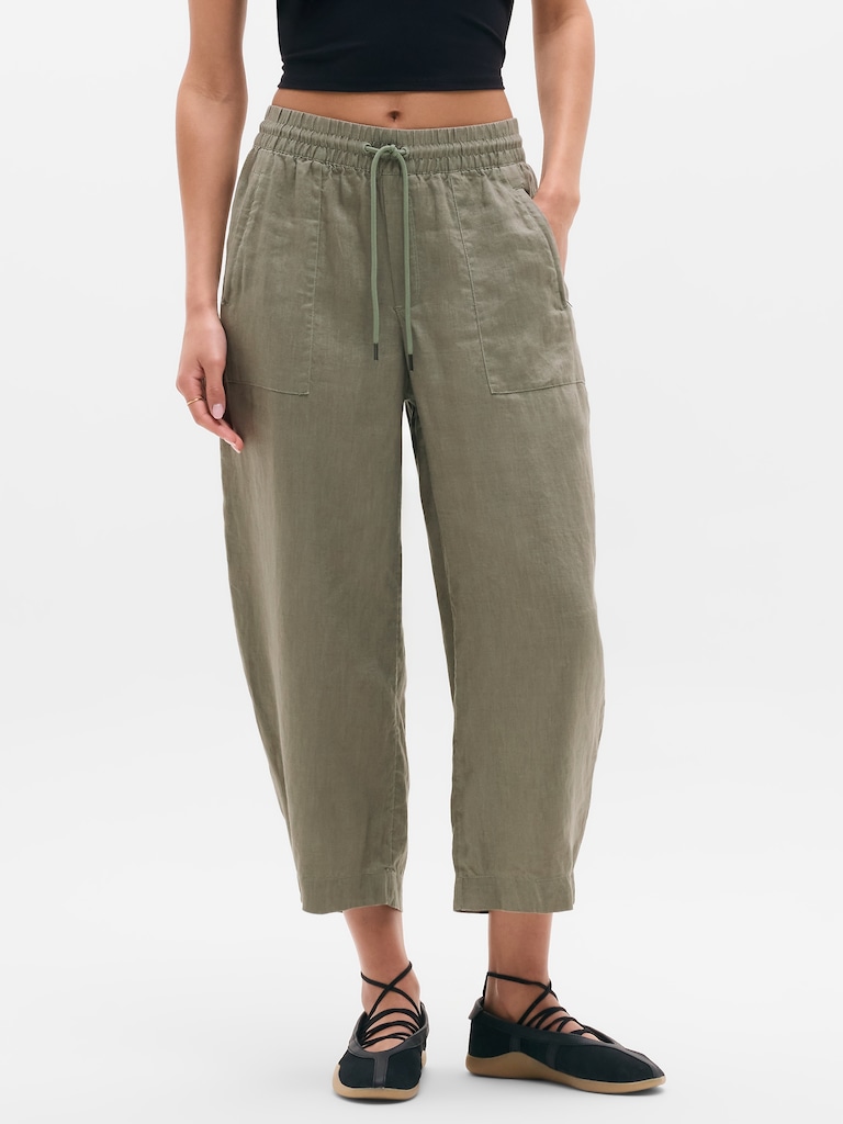 Retreat Linen Easy Barrel Crop Pant
