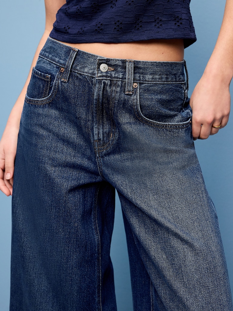 Mid-Rise Baggy Cropped Jeans