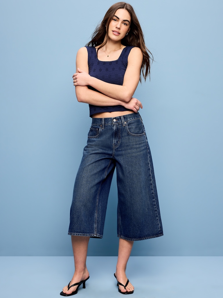 Mid-Rise Baggy Cropped Jeans