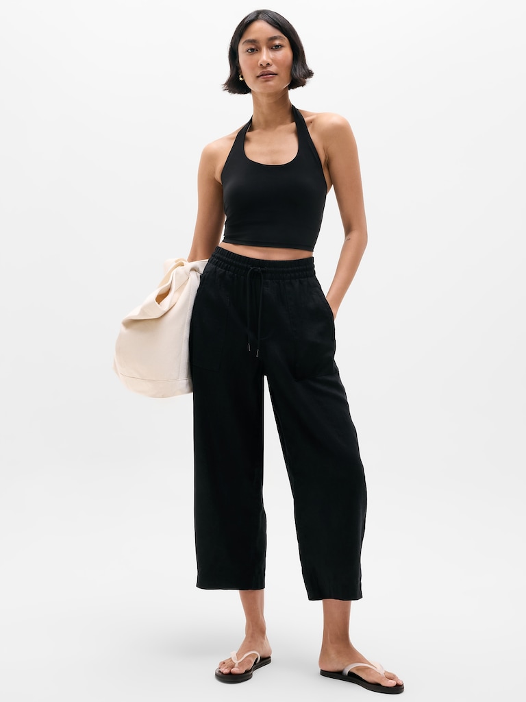 Retreat Linen Easy Barrel Crop Pant
