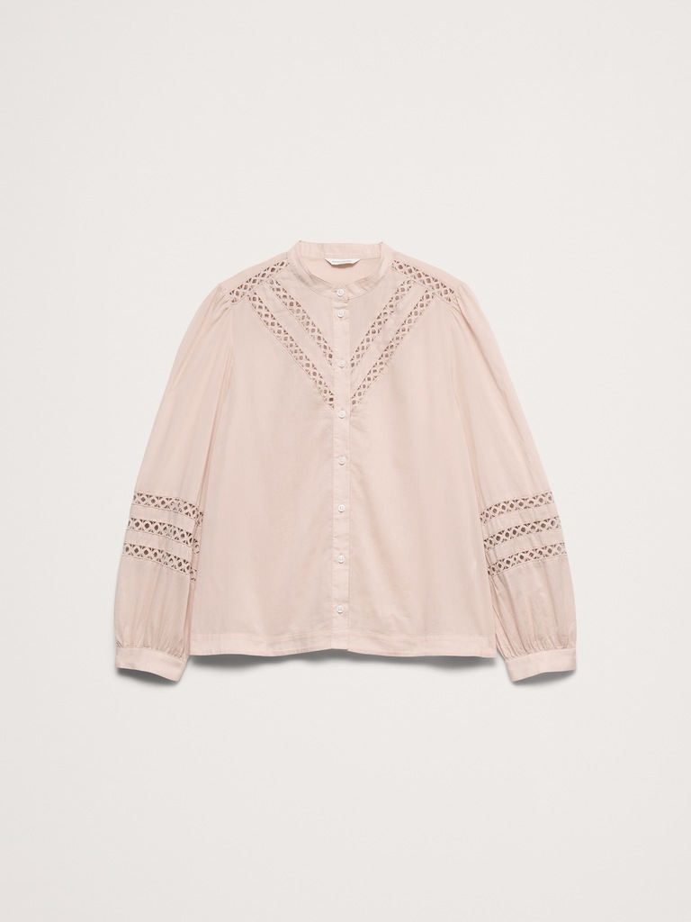 Cotton Inset-Lace Blouse
