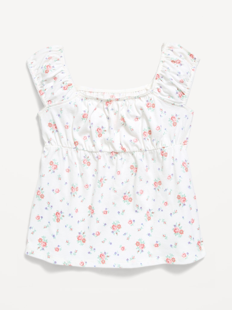 Haut à manches courtes à motif à bordure festonnée pour fille