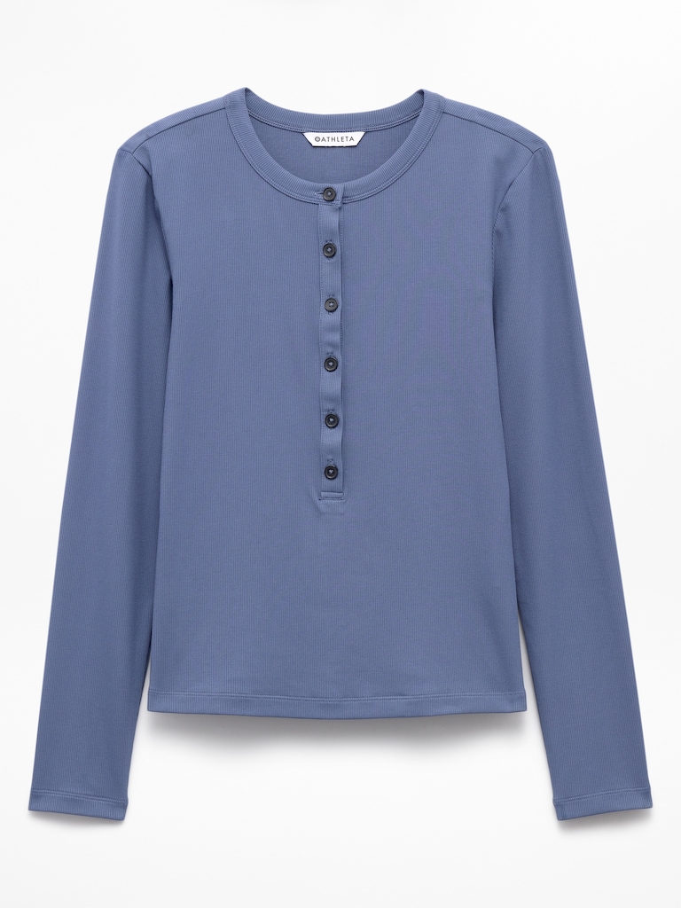 Signature Rib Long Sleeve Henley Top