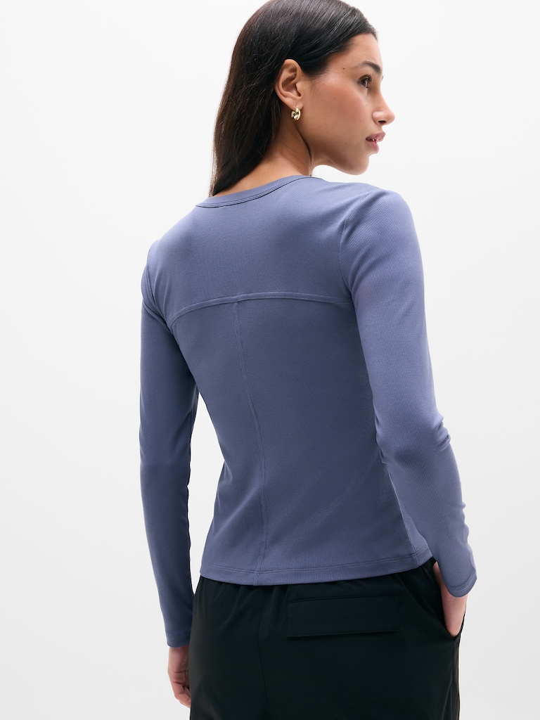 Signature Rib Long Sleeve Henley Top