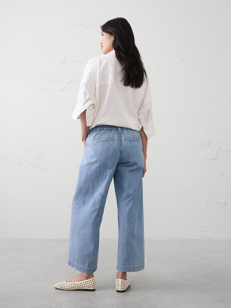 Wide-Leg Mid-Rise Summer Weight Cropped Jean