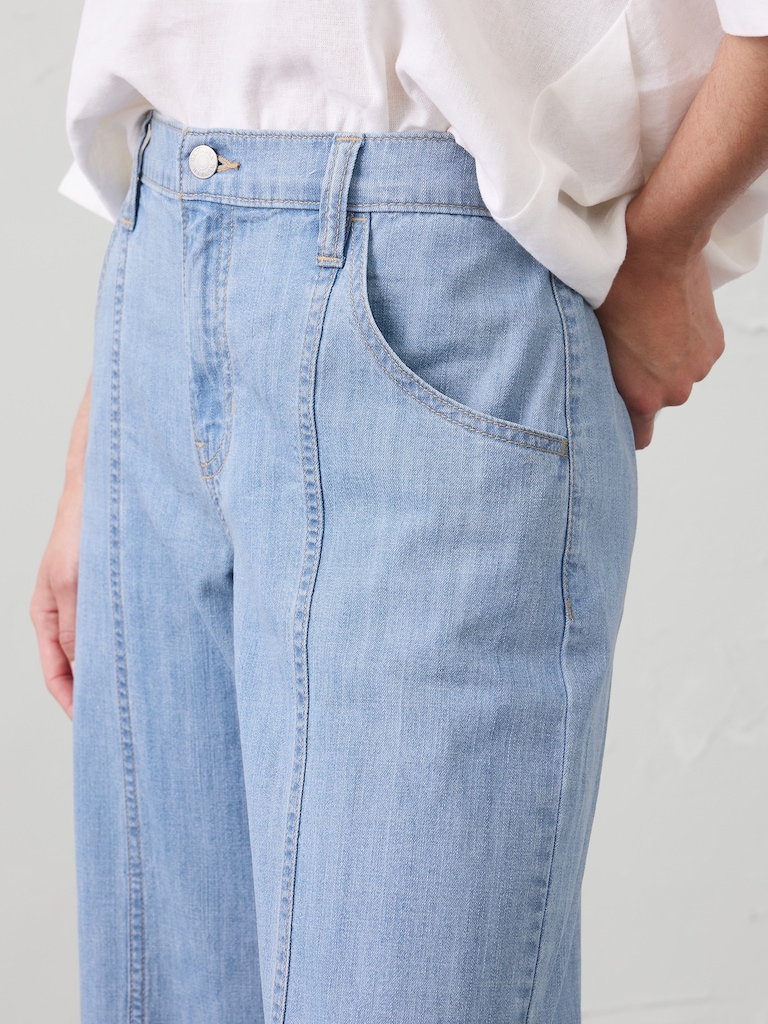 Wide-Leg Mid-Rise Summer Weight Cropped Jean