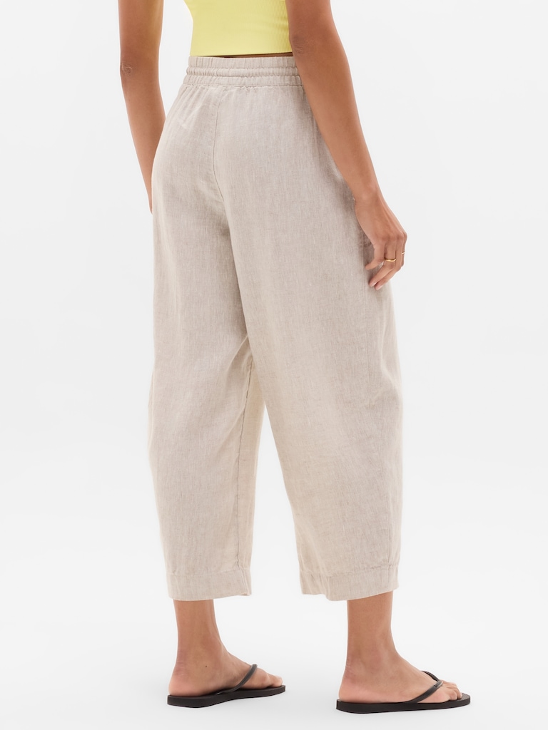 Retreat Linen Easy Barrel Crop Pant