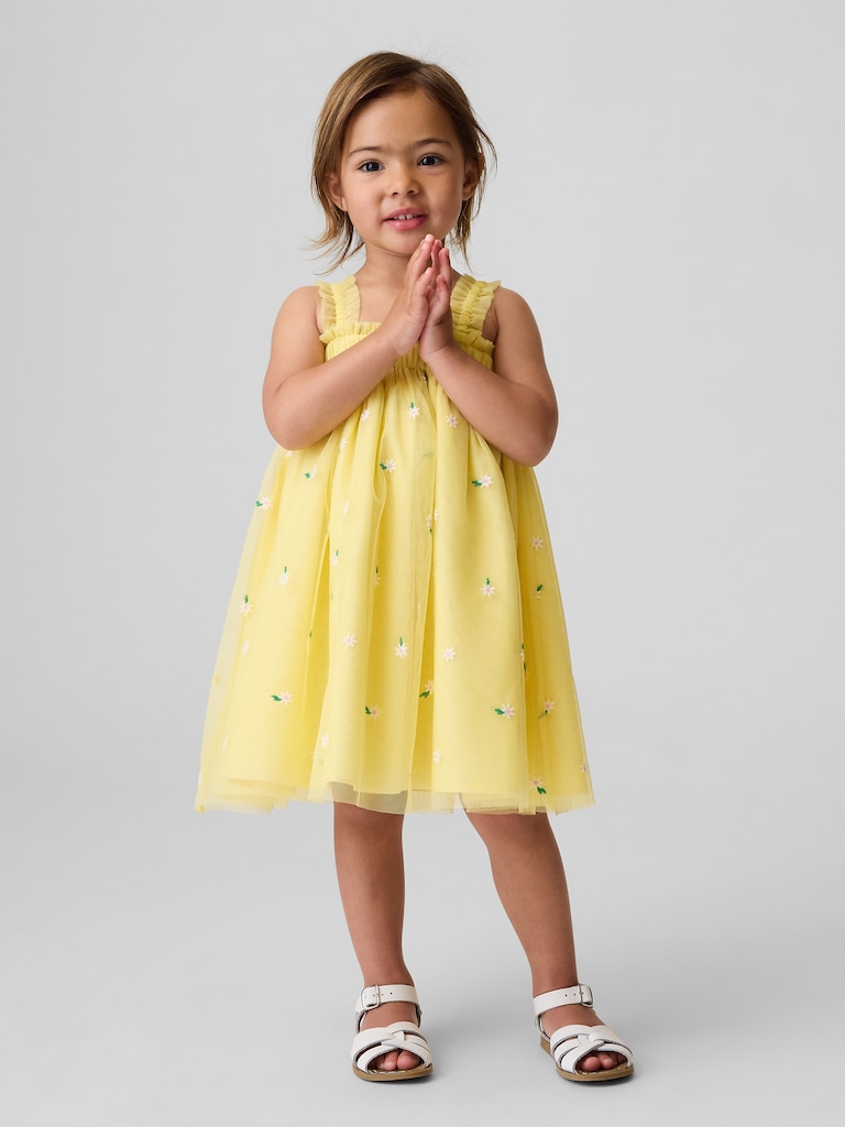 Baby & Toddler Embroidered Daisy Tulle Dress